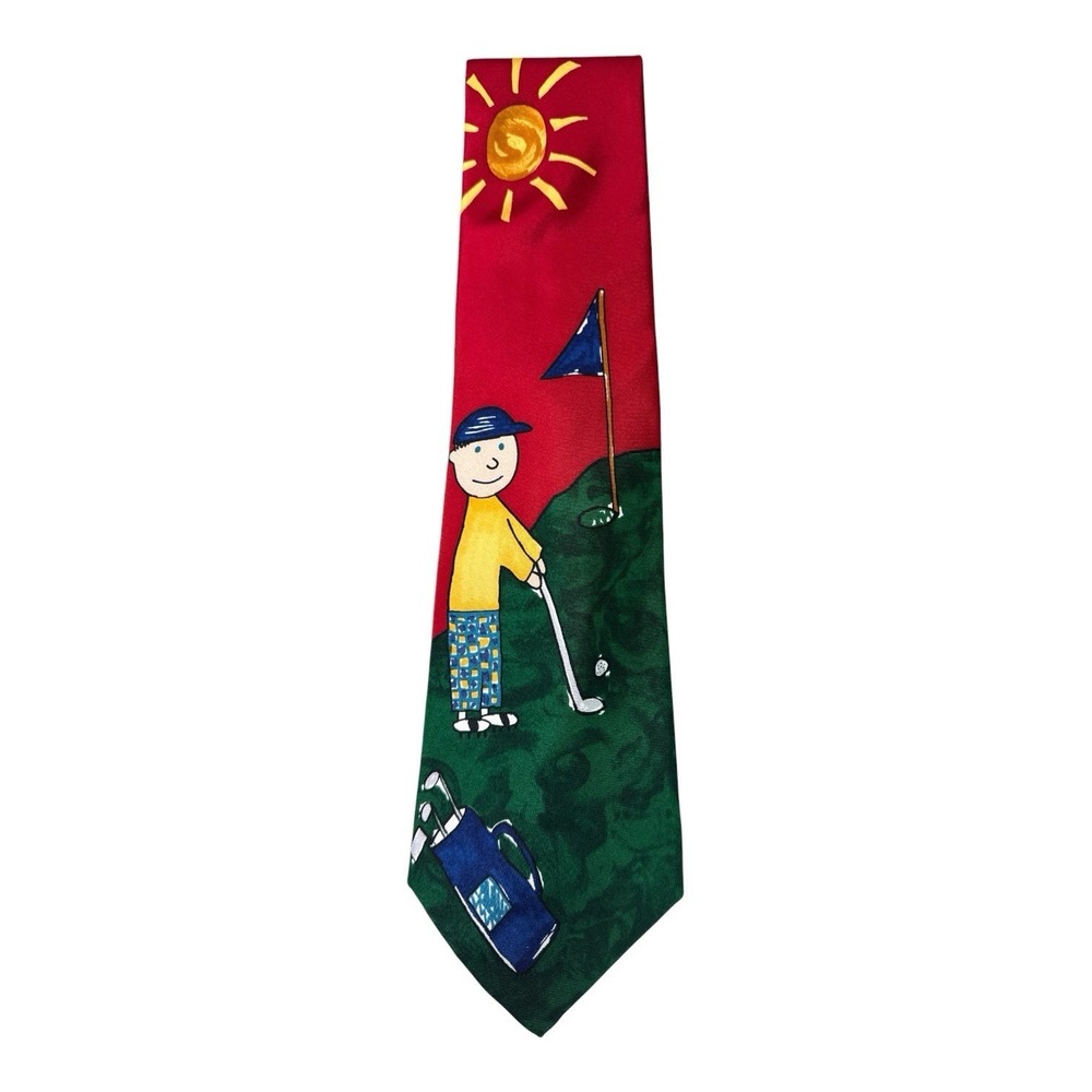 Vintage Save the Children Silk Tie "Golf Dad" by Eric Age 9 - Picture 5 of 9